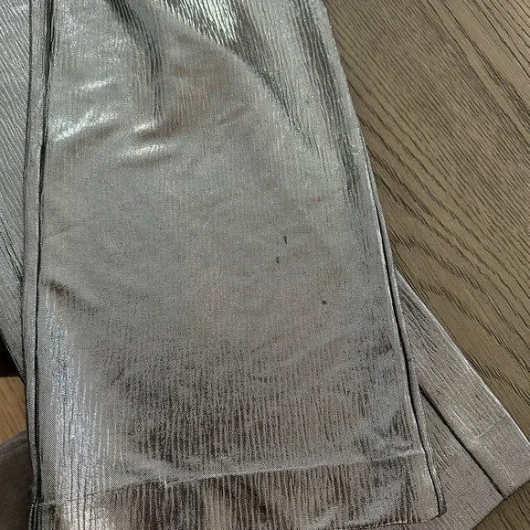 Anthropologie Hutch Small Silver Metallic Pants Straight - Picture 4 of 4